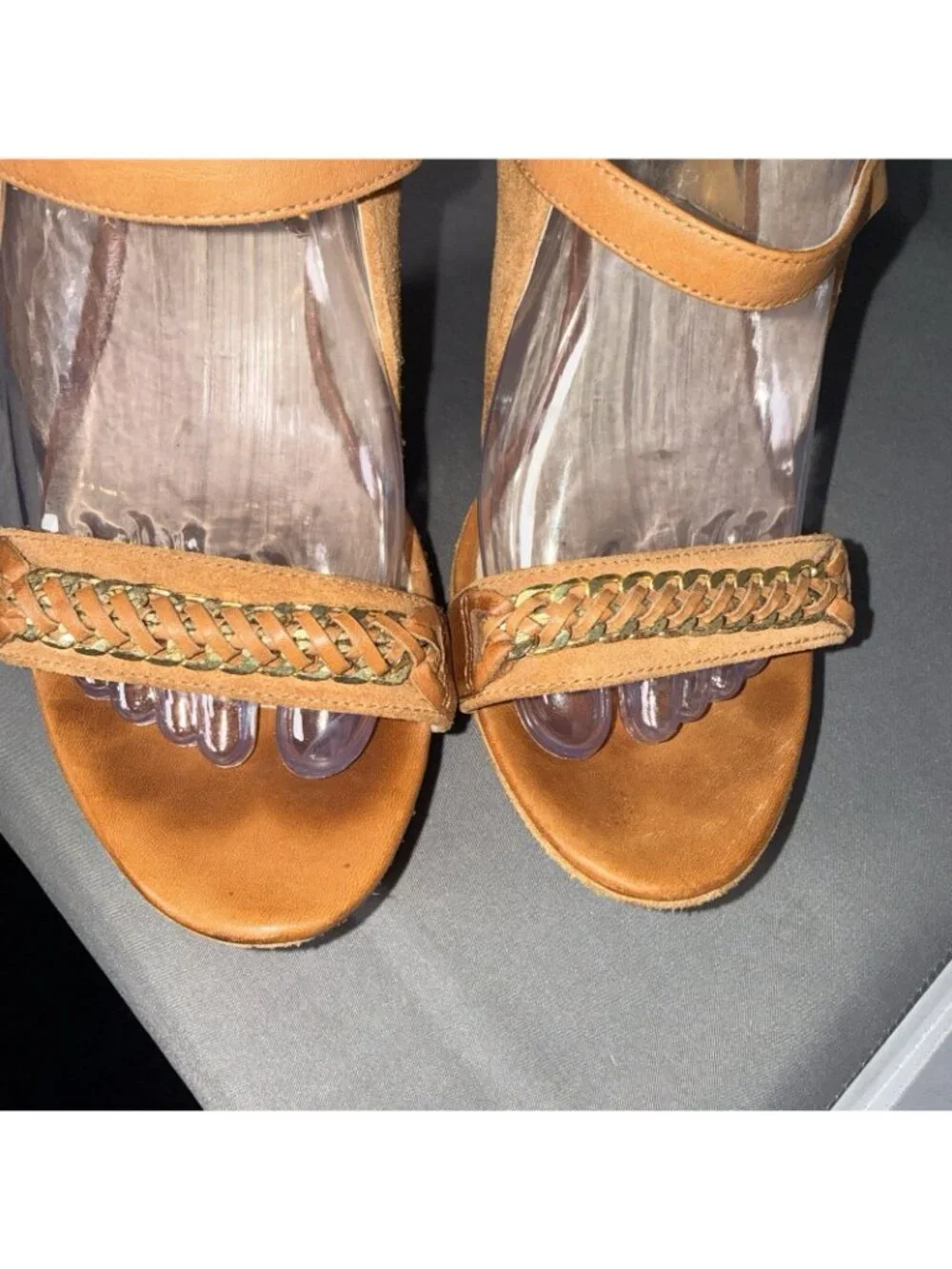 Michael Kors Suede Wedge Sandals with Gold Chain Detail Size 8.5